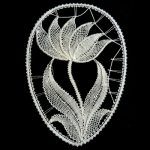 Klöppelmuster Chrysantheme - Oval